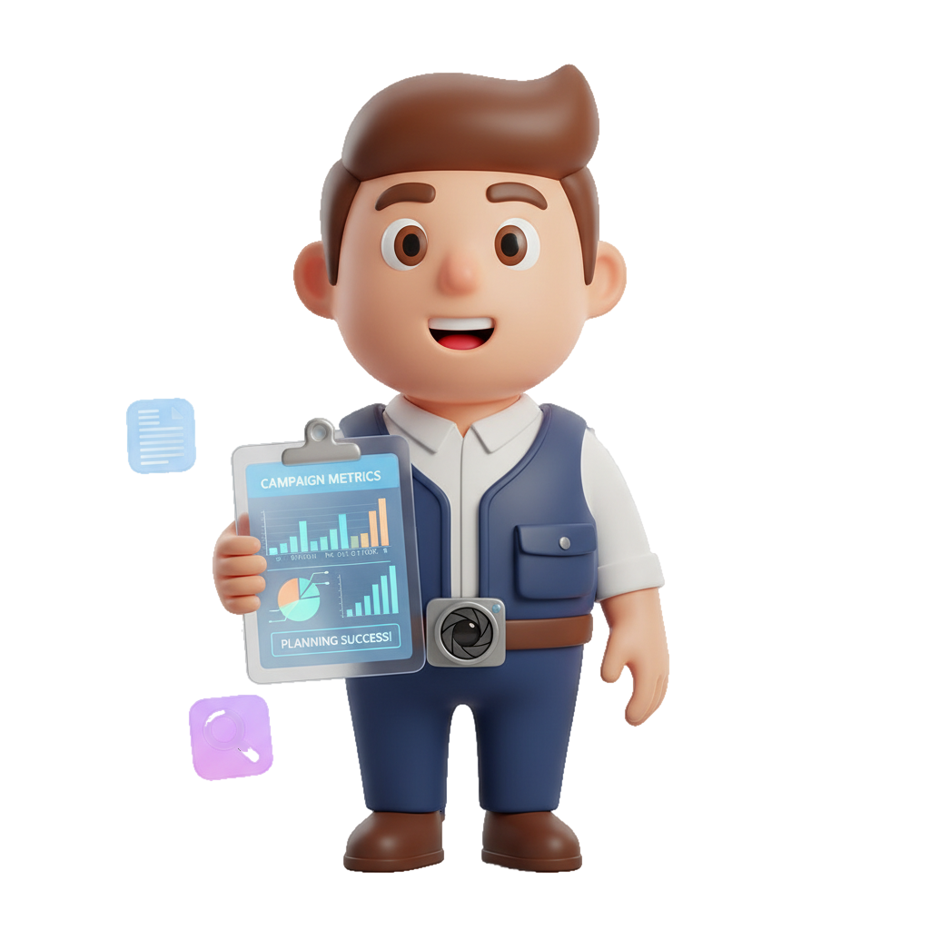 3D mascot with presentation chart