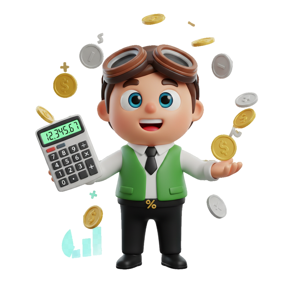 3D mascot with calculator